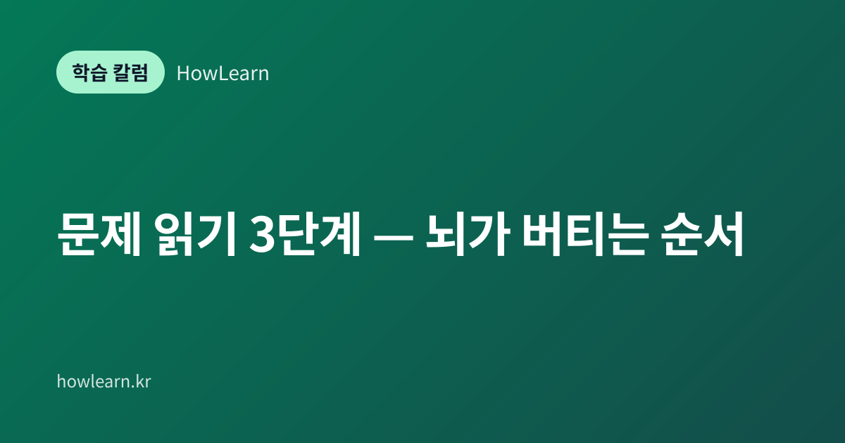 [초/중/고] 문제 읽기 3단계 — 뇌가 버티는 순서