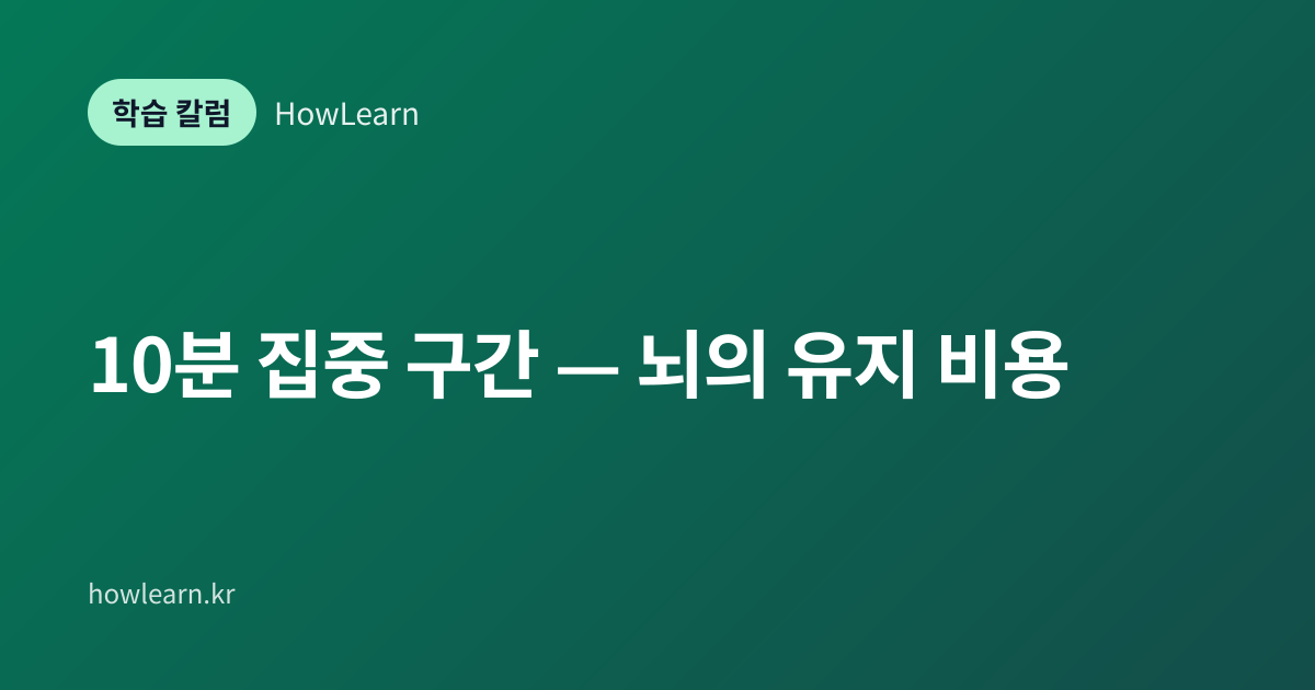 [초/중/고] 10분 집중 구간 — 뇌의 유지 비용