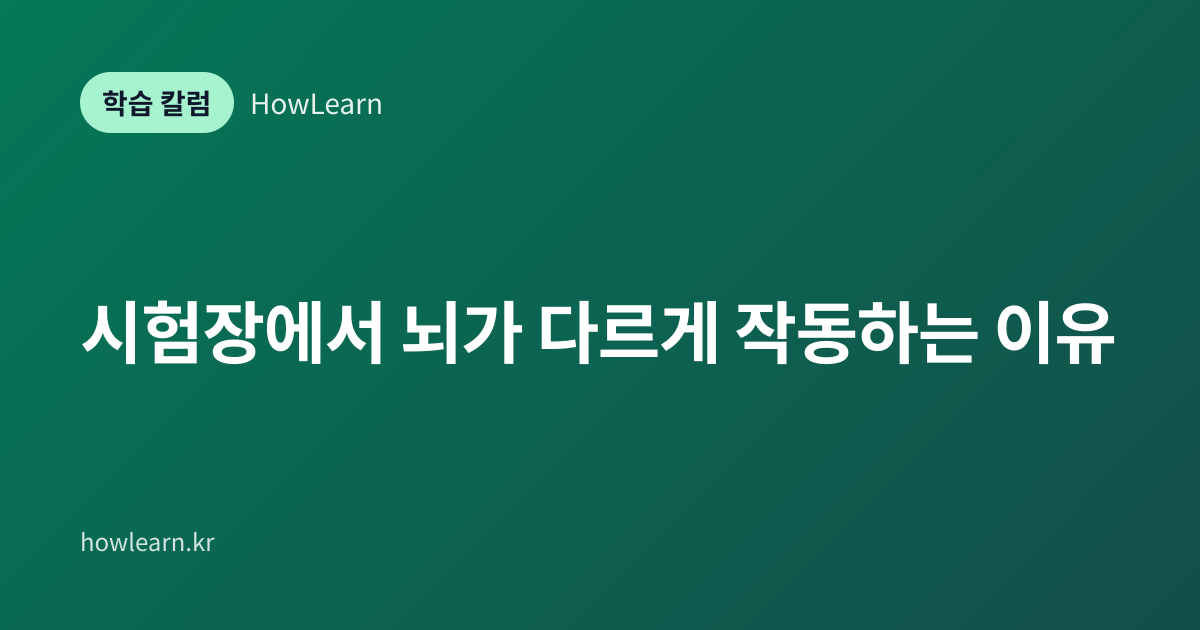 [초/중/고] 시험장에서 뇌가 다르게 작동하는 이유