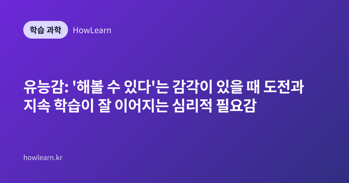 유능감: '해볼 수 있다'는 감각이 있을 때 도전과 지속 학습이 잘 이어지는 심리적 필요감