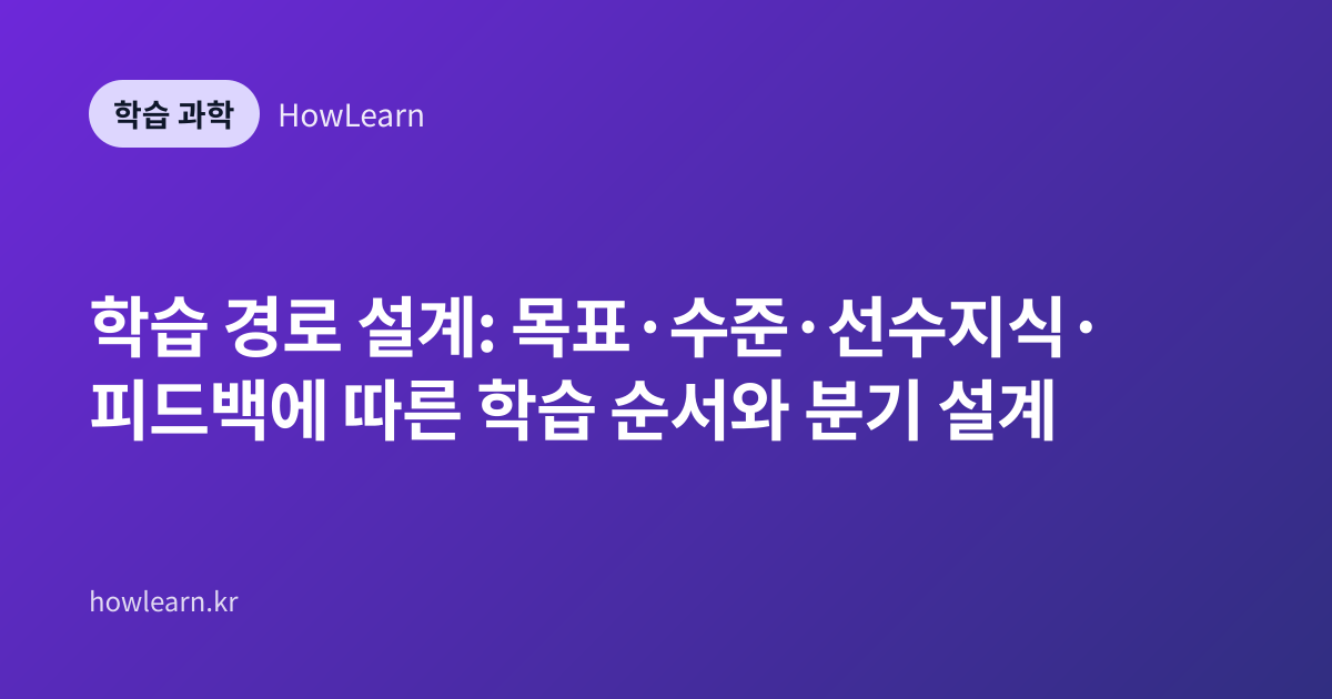 학습 경로 설계: 목표·수준·선수지식·피드백에 따른 학습 순서와 분기 설계
