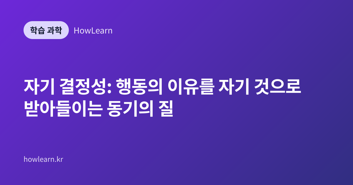 자기 결정성: 행동의 이유를 자기 것으로 받아들이는 동기의 질
