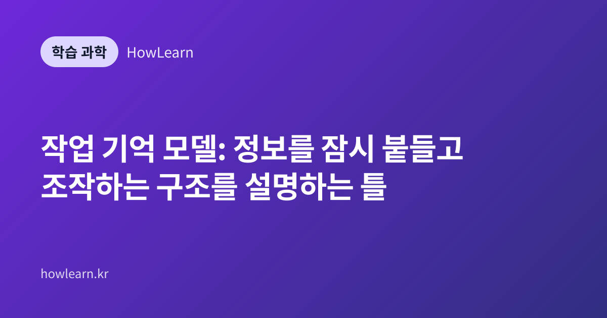 작업 기억 모델: 정보를 잠시 붙들고 조작하는 구조를 설명하는 틀