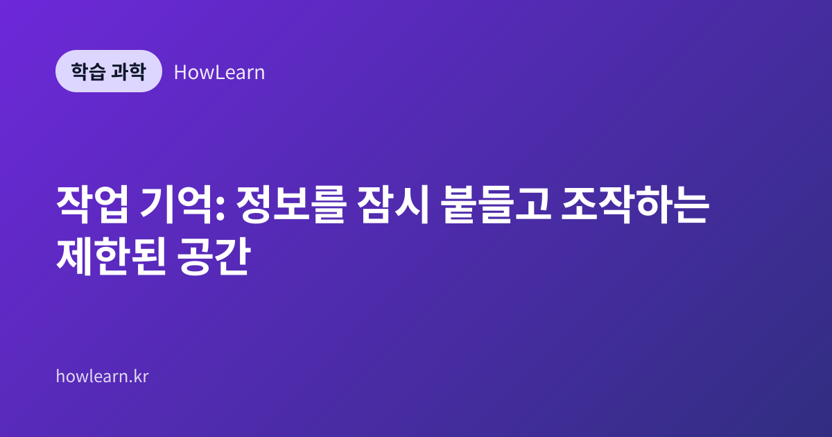 작업 기억: 정보를 잠시 붙들고 조작하는 제한된 공간